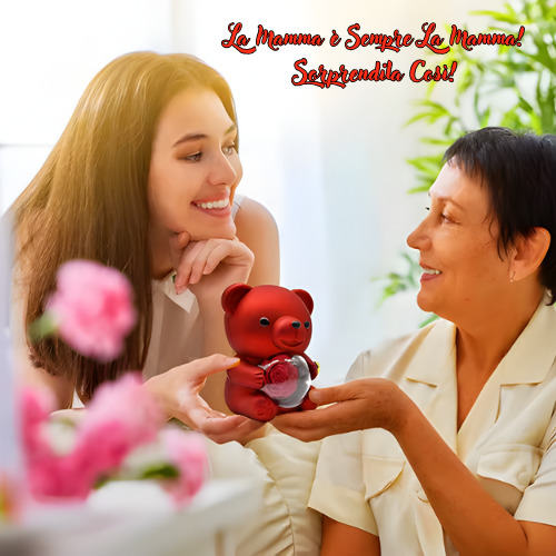 Orso Rosso Con Rosa Eterna e Collana Al Suo Interno - Idea Regalo Per Donne