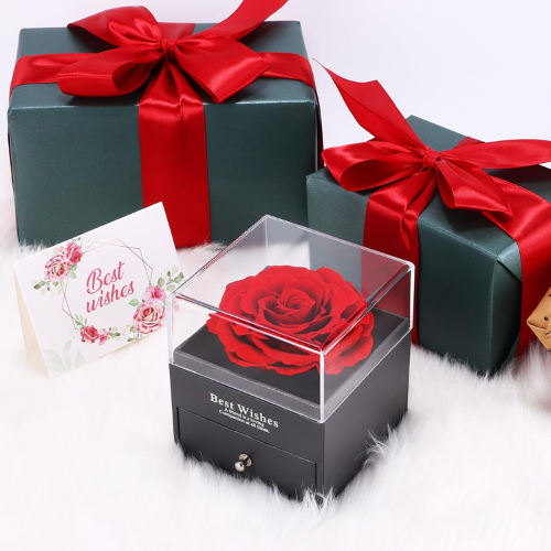 Confezione Regalo per Gioielli con Rosa Eterna e Collana - Idea Regalo Per Donne