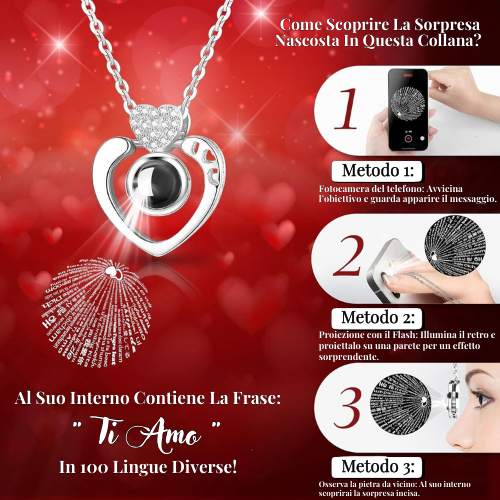 Orso Rosso Con Rosa Eterna e Collana Al Suo Interno - Idea Regalo Per Donne