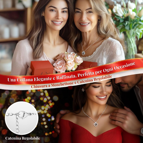 Orso Rosso Con Rosa Eterna e Collana Al Suo Interno - Idea Regalo Per Donne